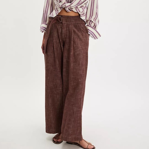 Free People Pants - Free People Ainsley Belted Trouser Brown Size 6